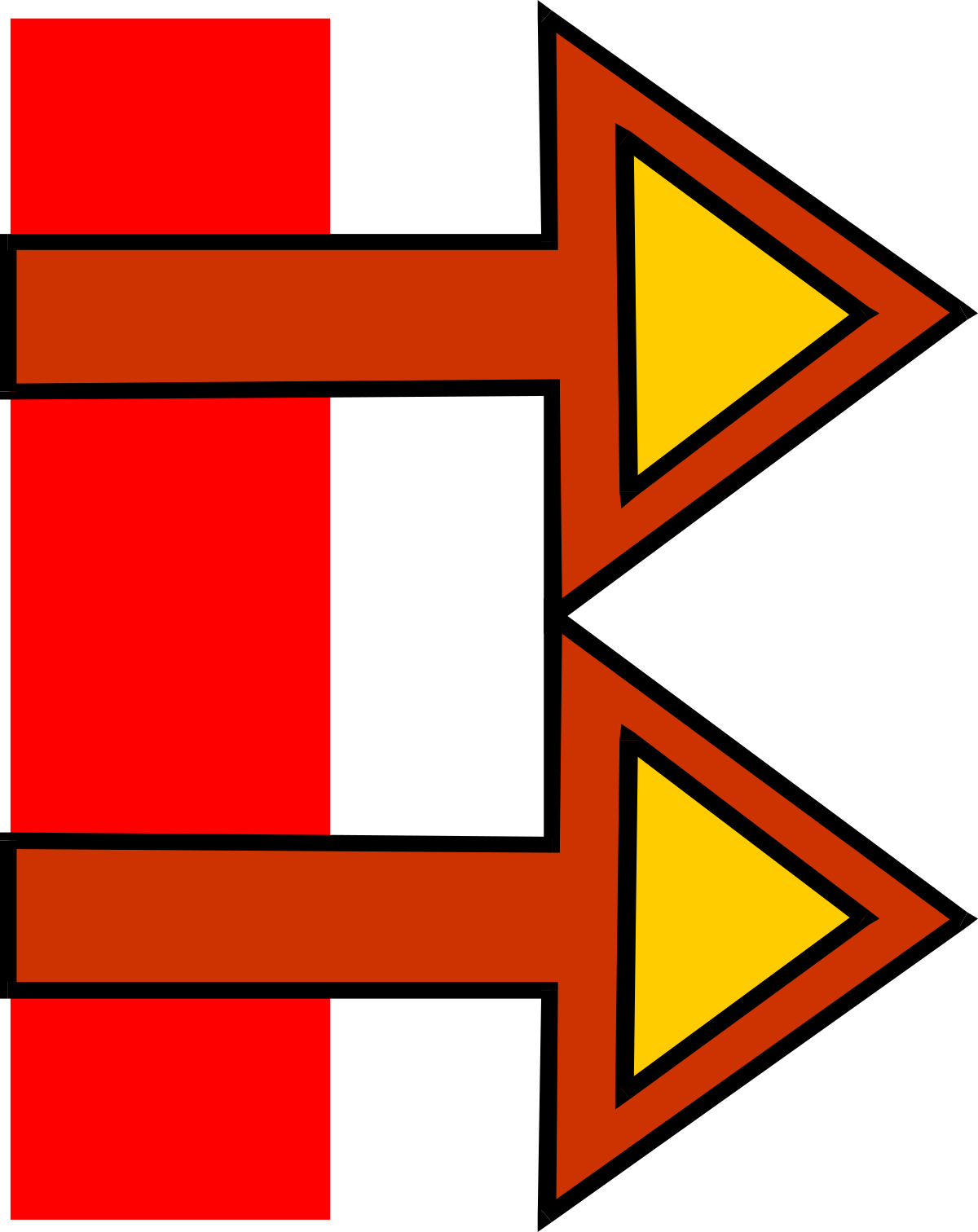 a red and yellow arrow with two arrows clip art png transparent Red and Yellow Arrow Clipart - Dynamic Dual Arrows Graphic
