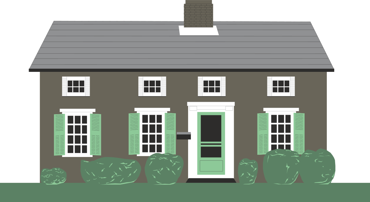 House with Green Shutters Clipart for Homes and Gardens