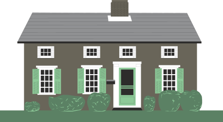 House with Green Shutters Clipart for Homes and Gardens