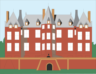 Red Building with Clock Clipart - Iconic Architectural Design