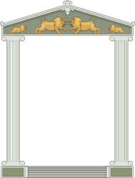 Borders, Frames, and Arches: Elegant Lion-Embellished White Arch Clipart