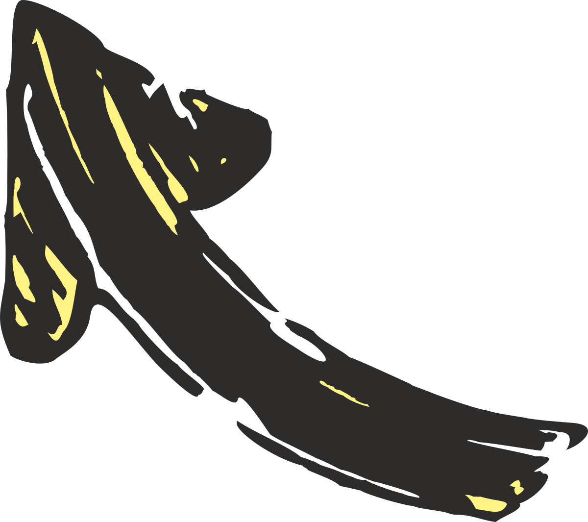 Banana Clipart: Black and Yellow with Peel for Creative Projects