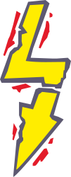 Yellow Lightning Bolt with Red Accents - Energizing Clipart Illustration