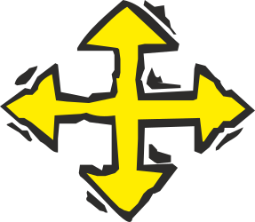 Yellow Arrow with Three Upward Arrows - Dynamic Clipart for Eye-Catching Designs
