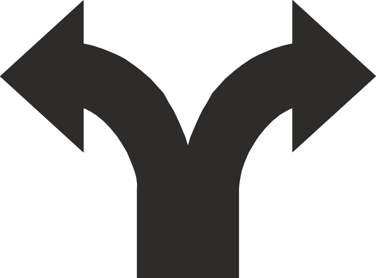 Black and White Arrows Pointing in Opposite Directions Clipart