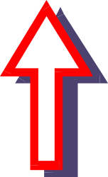 Red and White Arrow Clipart: Upward Direction Icon