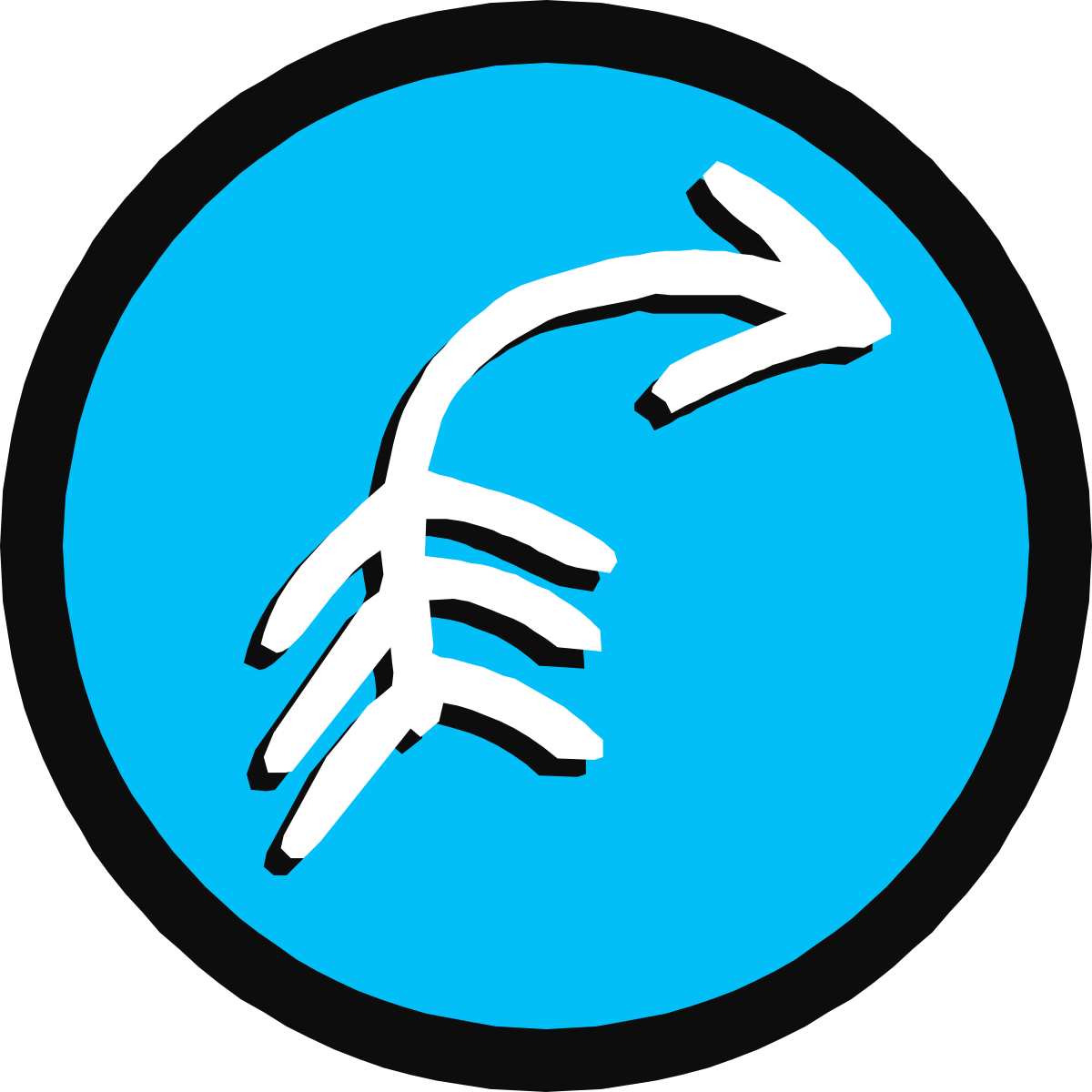 Curved White Arrow and Blue Circle with Reaching Hands Clipart