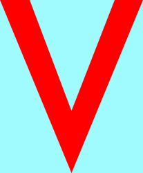 Red V Icon on Blue Background - Versatile Clipart for All Your Projects