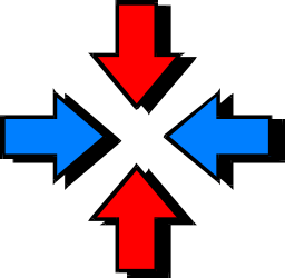 Red and Blue Arrows Pointing in Opposite Directions - Dynamic Clipart