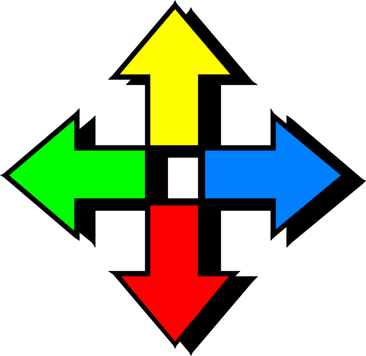 Four Colored Arrows Pointing in Different Directions Clipart