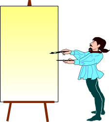 Borders and People in Art: Man Painting on an Easel Clipart