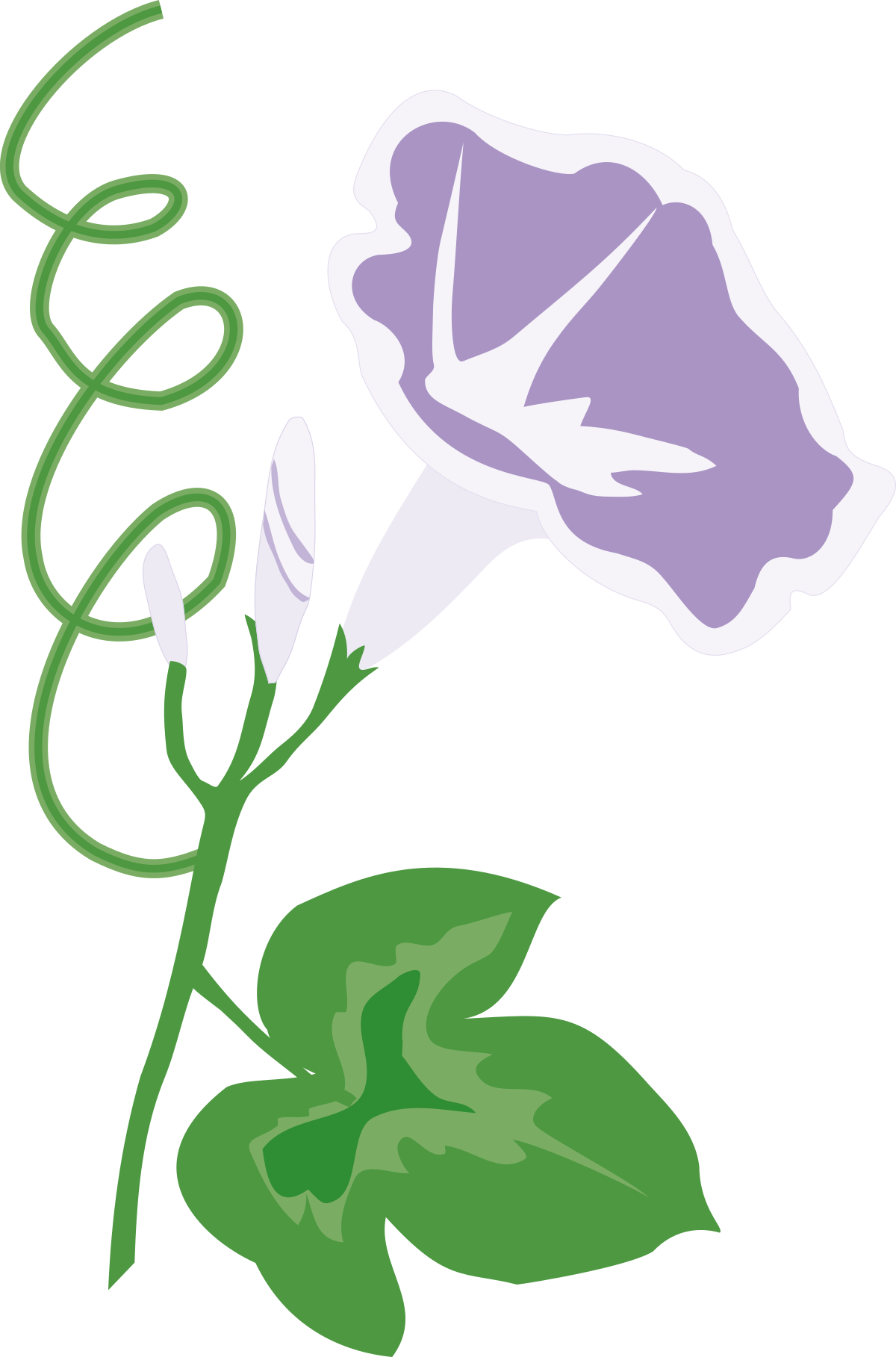 Purple Flower with Green Leaves - Vibrant SVG Clipart for Floral Designs