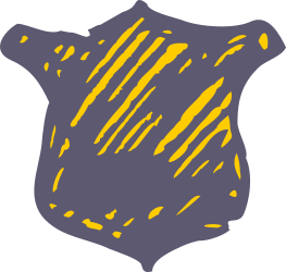 Yellow and Purple Shield on Black Background - Bold Clipart Design