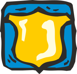 Blue and Yellow Shield Clipart with White Outline