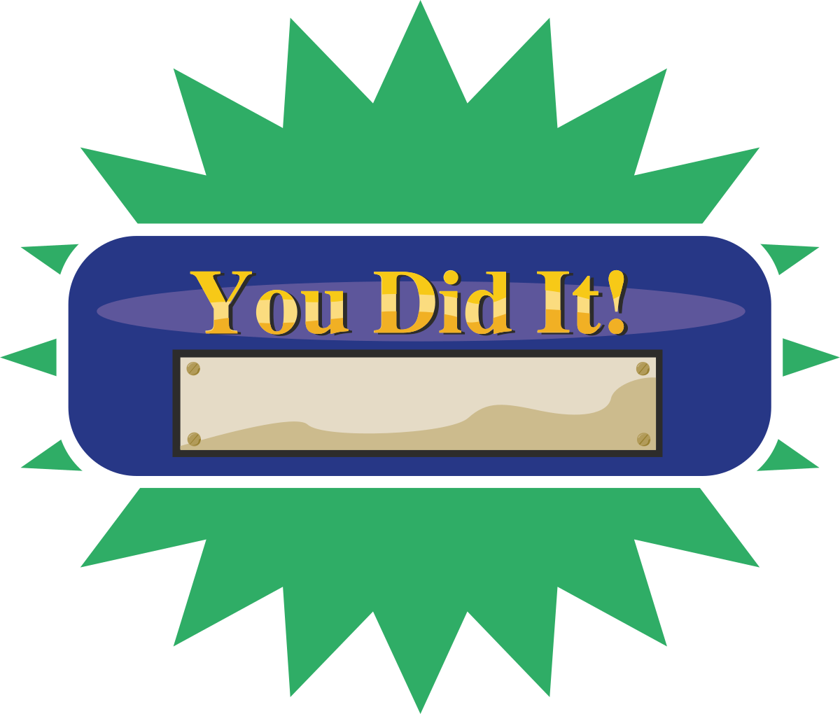 Blue and Green Badge with 'You Did' Clipart
