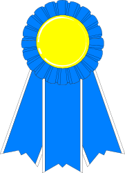 Blue Ribbon with Yellow Medal Clipart for Celebrations