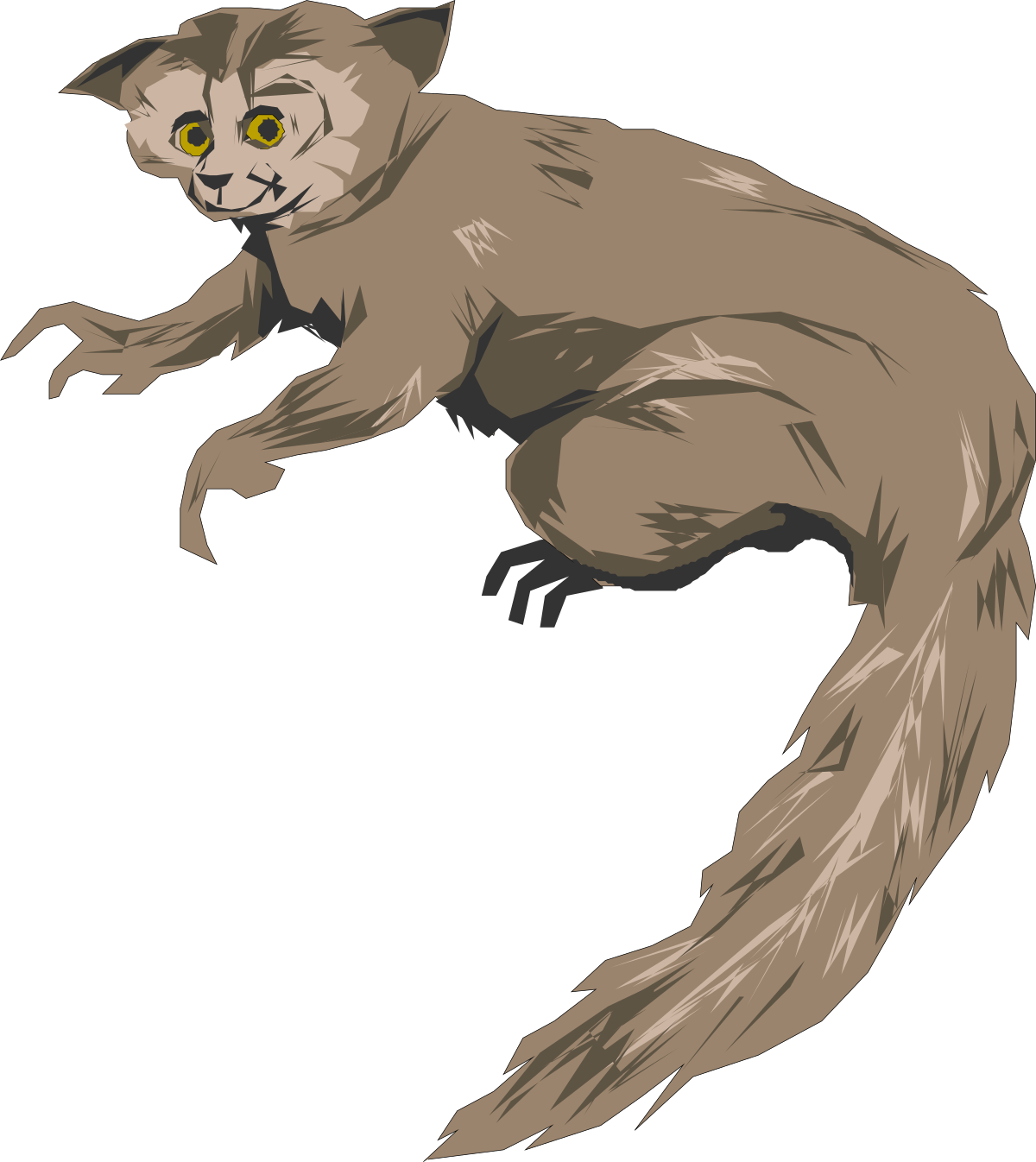 Cartoon Cat with Yellow Eyes and Tail Clipart for Creative Projects