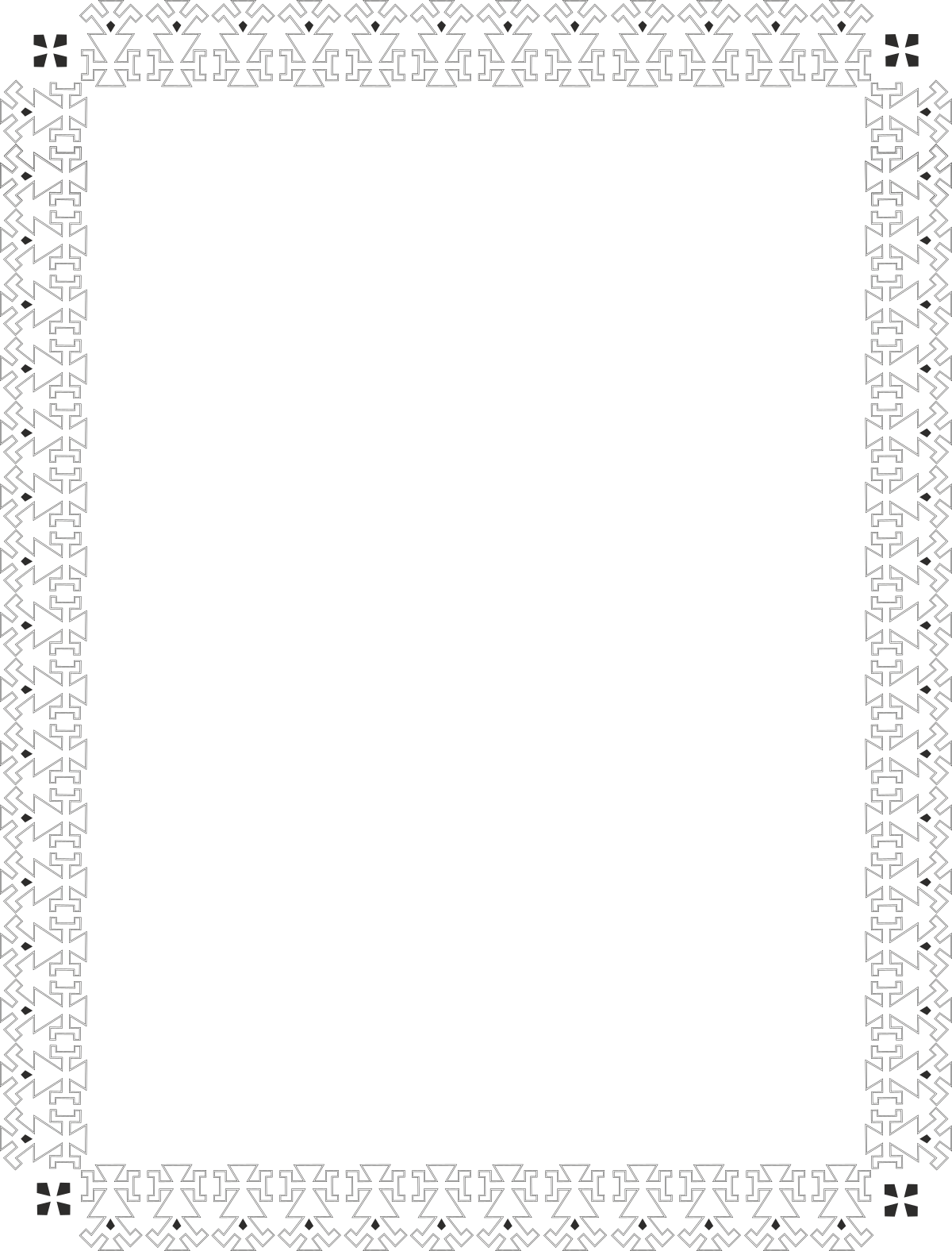 a black and white square frame with a pattern clip art png transparent Aztec Patterns Black and White Square Frame Clipart