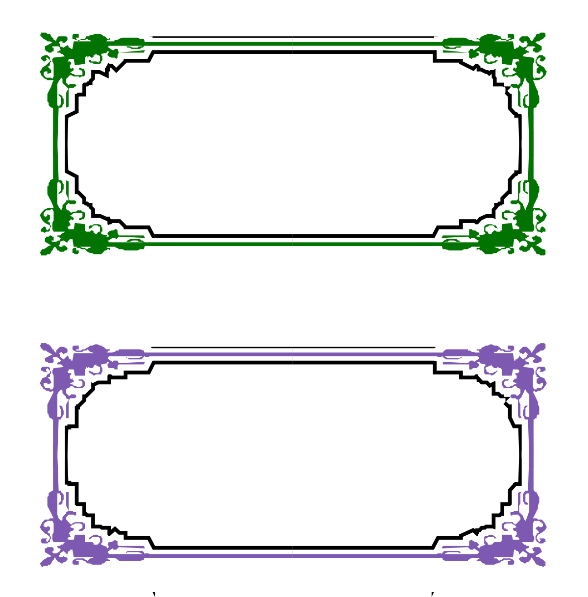Purple and Green Borders Clipart: Three Elegant Frames for Creative Design