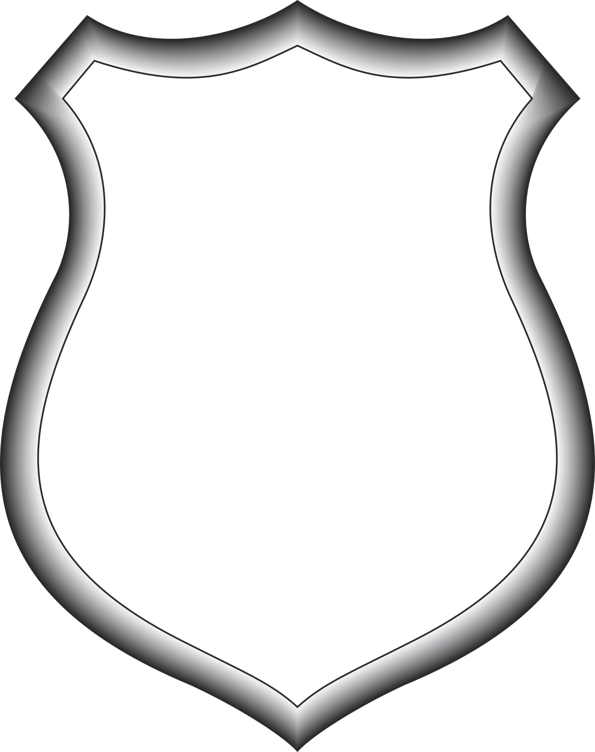 White Shield with Black Outline Clipart for Diverse Uses