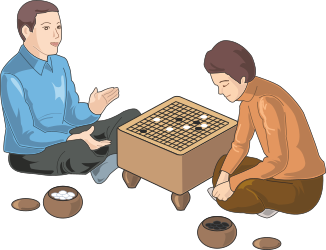 Checkers Game Clipart: Two Men Engaged in Strategy