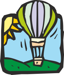 Hot Air Balloon Over Mountain - Vibrant Clipart for Your Projects
