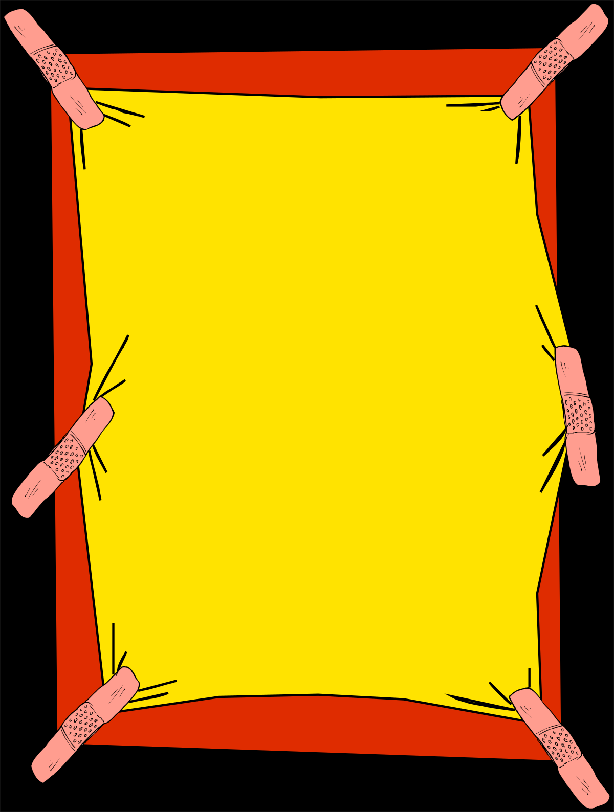 Yellow Sheet with Pink Nails Clipart - Creative Borders and Miscellaneous Designs