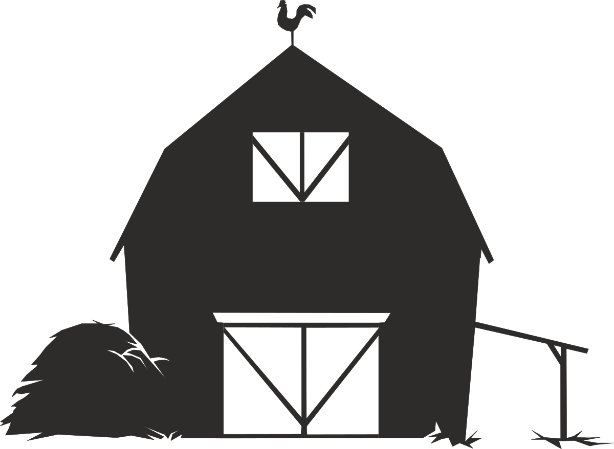 Barn with Bird on Roof Clipart - Charming Rustic Scene
