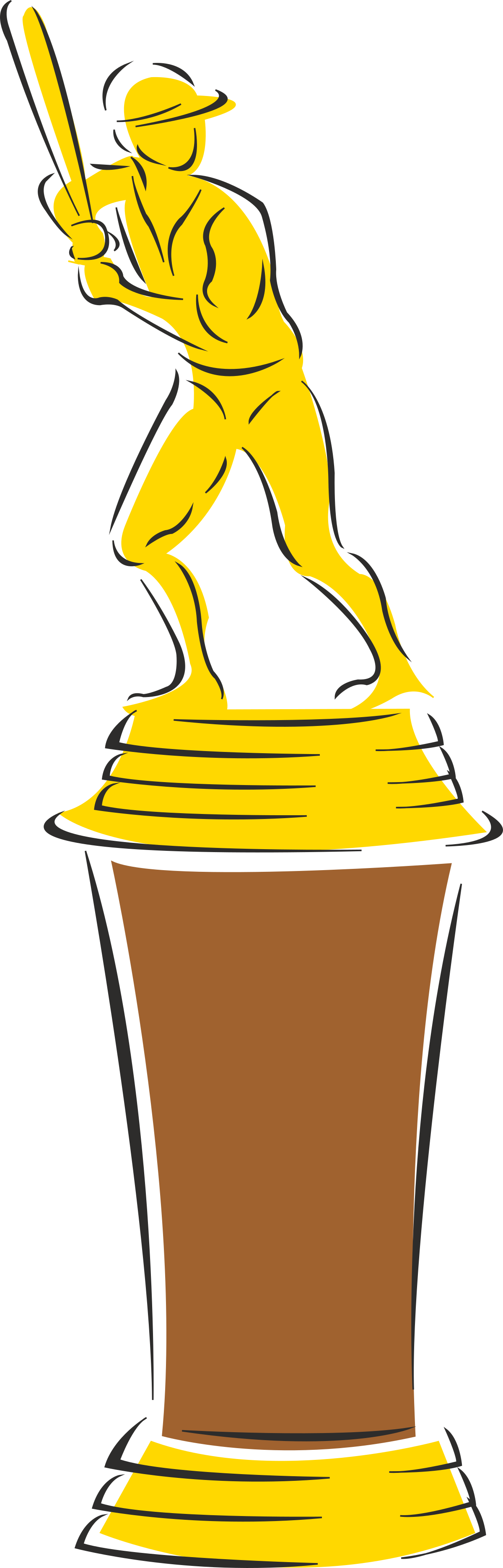 Baseball Player Standing on Trophy - Championship Victory Clipart