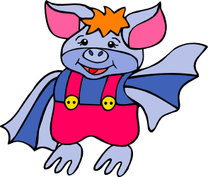 Cartoon Pig with Red and Blue Cape - Fun and Playful Clipart