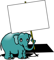 Elephant Holding a Blank Sign Clipart for Creative Projects