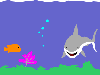 Shark and Fish Swimming in the Ocean - Vibrant Clipart for Marine Themes