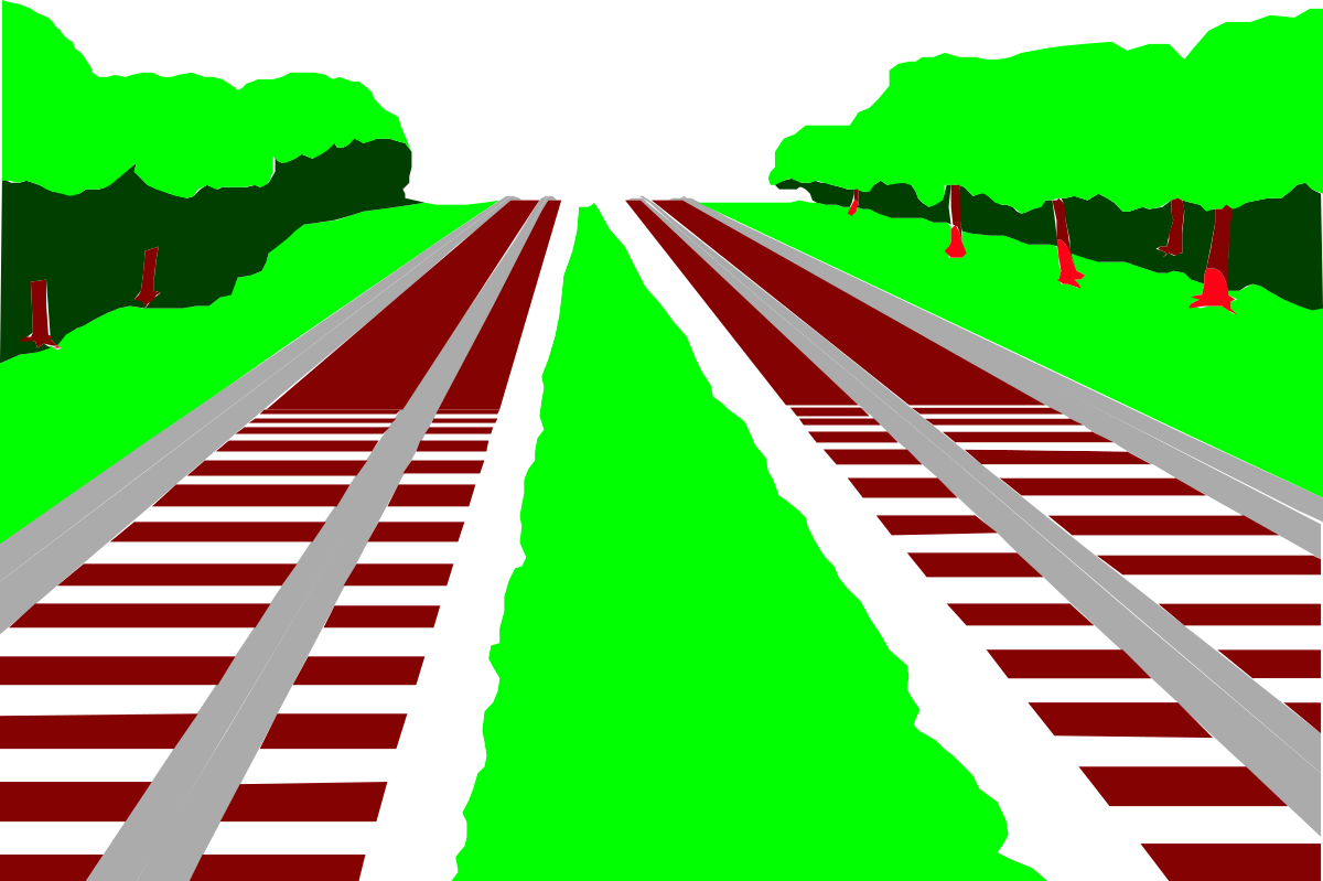 Train Track with Trees and Grass - Business Clipart for Borders