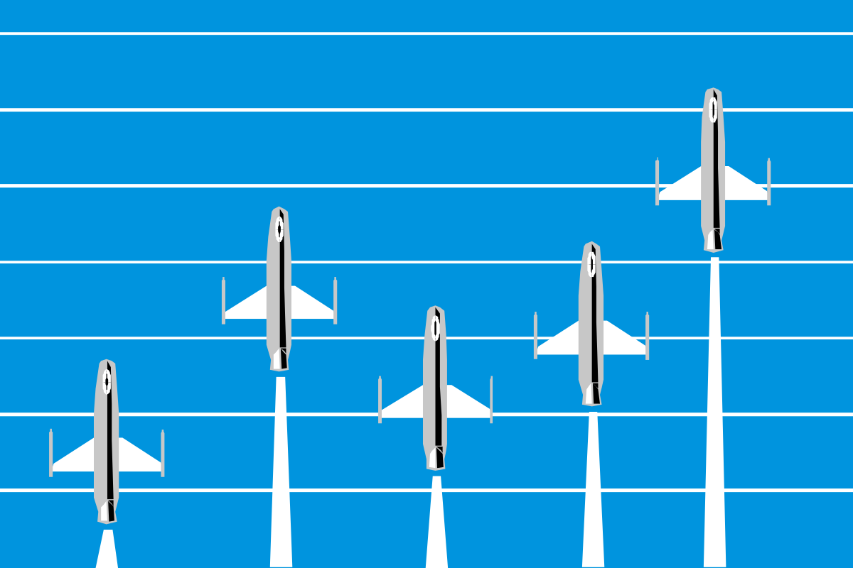 Line Graph with Upward and Downward Arrows - Business Clipart