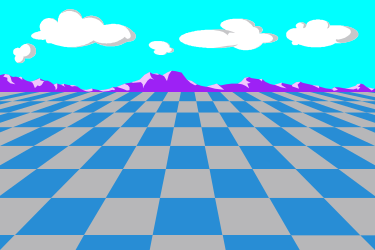 Blue and White Checkered Floor with Clouds Clipart - Perfect for Creative Design