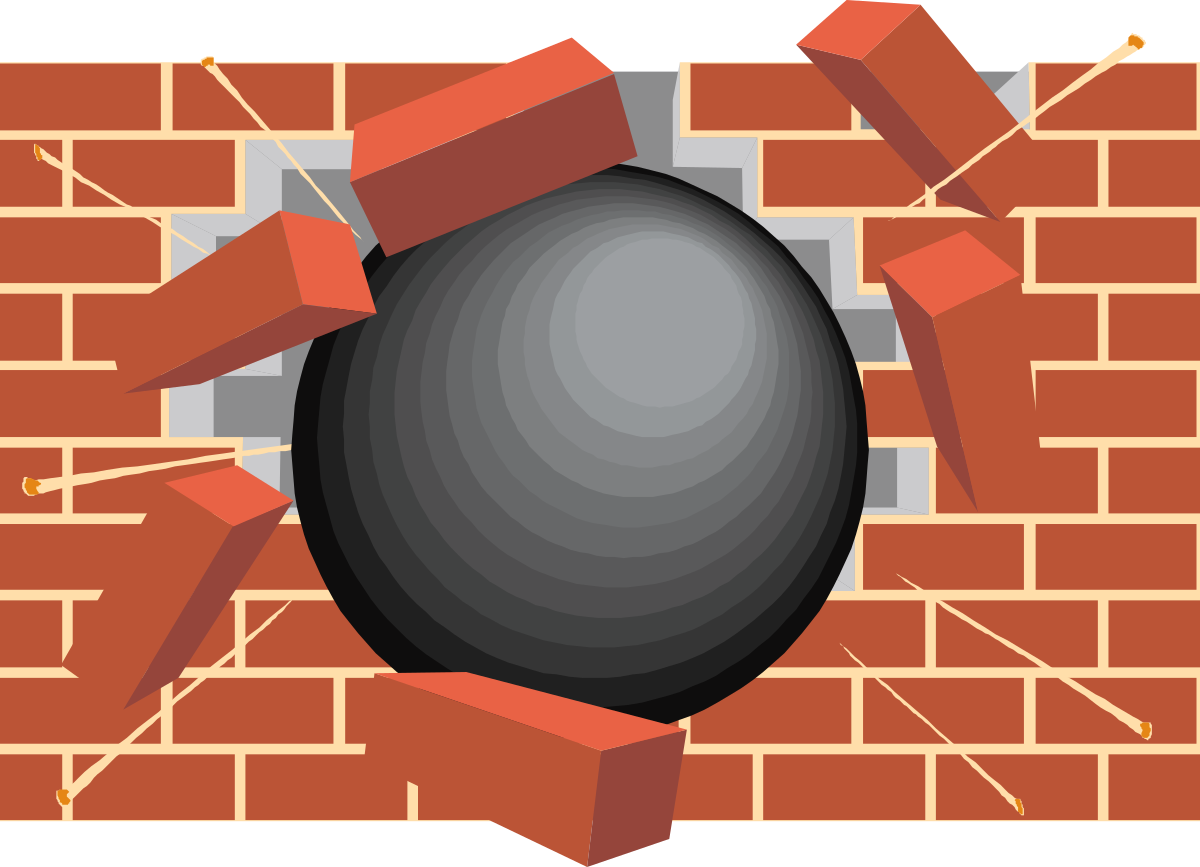 Brick Wall Border Clipart - Business Style with Stuck Ball