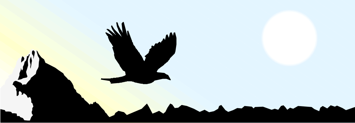 Flying Bird Over Mountain Range Clipart - Stunning Nature Borders