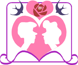 Pink Heart Borders with Silhouettes of Two People - Holiday Clipart
