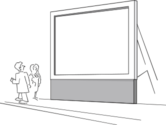 Business Borders Clipart: Person Standing in Front of Large Screen