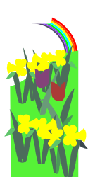 Vibrant Rainbow in Green Box with Floral Borders Clipart