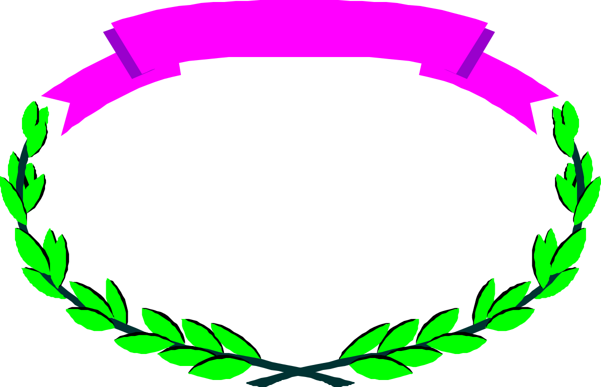 Laurel Wreath Clipart with Ribbon - Elegant Borders and Plant Designs