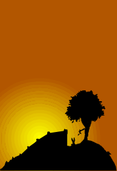 Silhouette of a Tree on a Hill - Elegant Borders & Plants Clipart