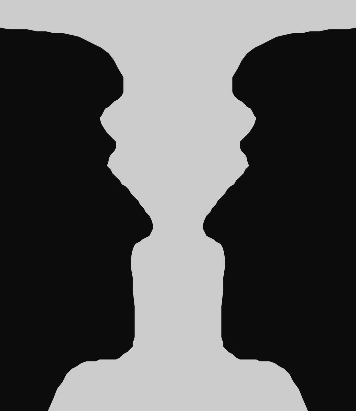Silhouettes of Men Facing Each Other - Engaging Borders Clipart