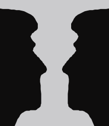Silhouettes of Men Facing Each Other - Engaging Borders Clipart