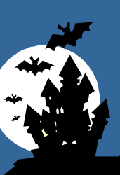 Bats Flying in the Sky - Black and White Clipart for Holiday Themes