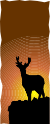 Silhouette of a Goat Against a Beautiful Sunset - Clipart