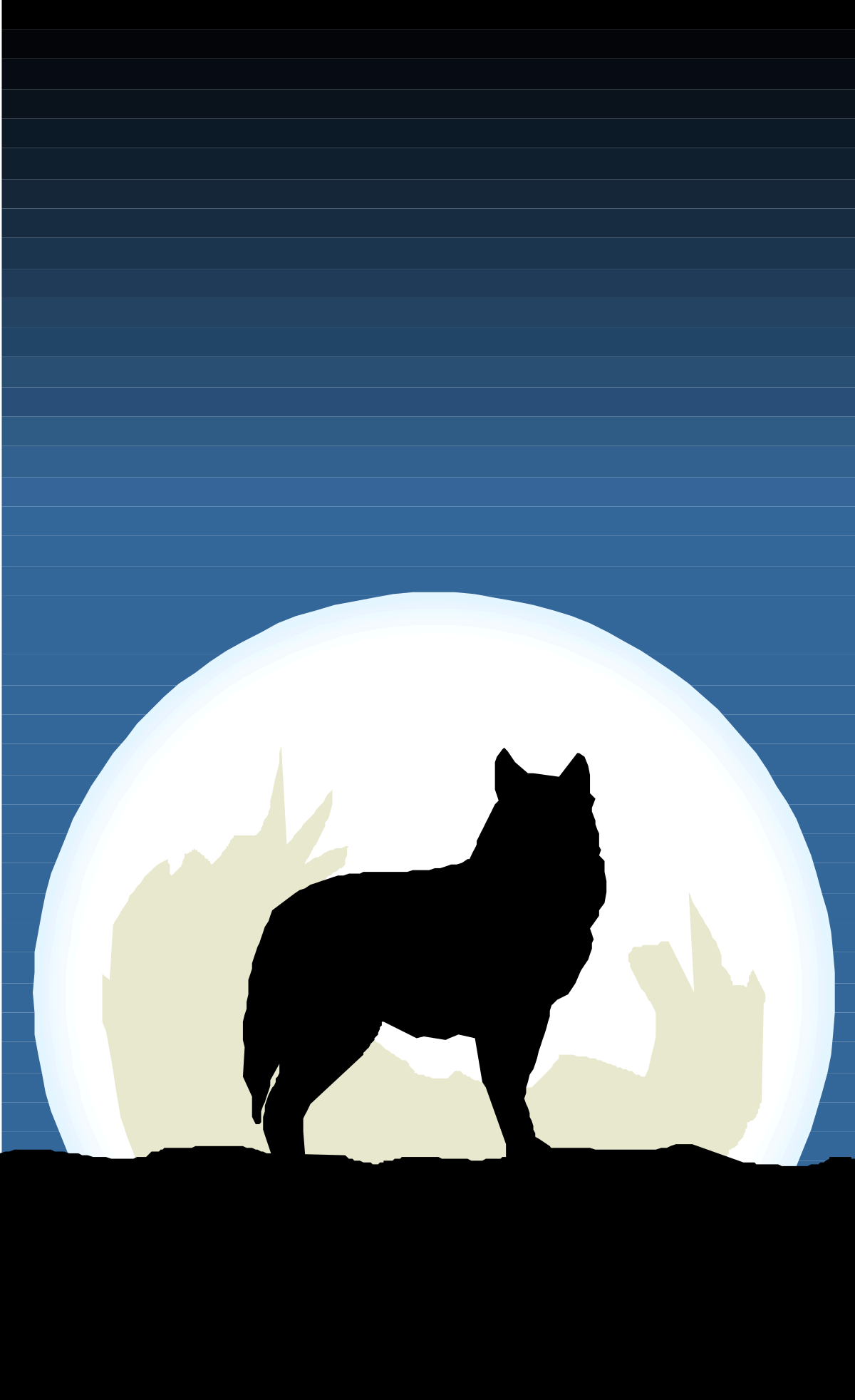 Dog Silhouette Against Full Moon Clipart - Perfect for Animal Lovers