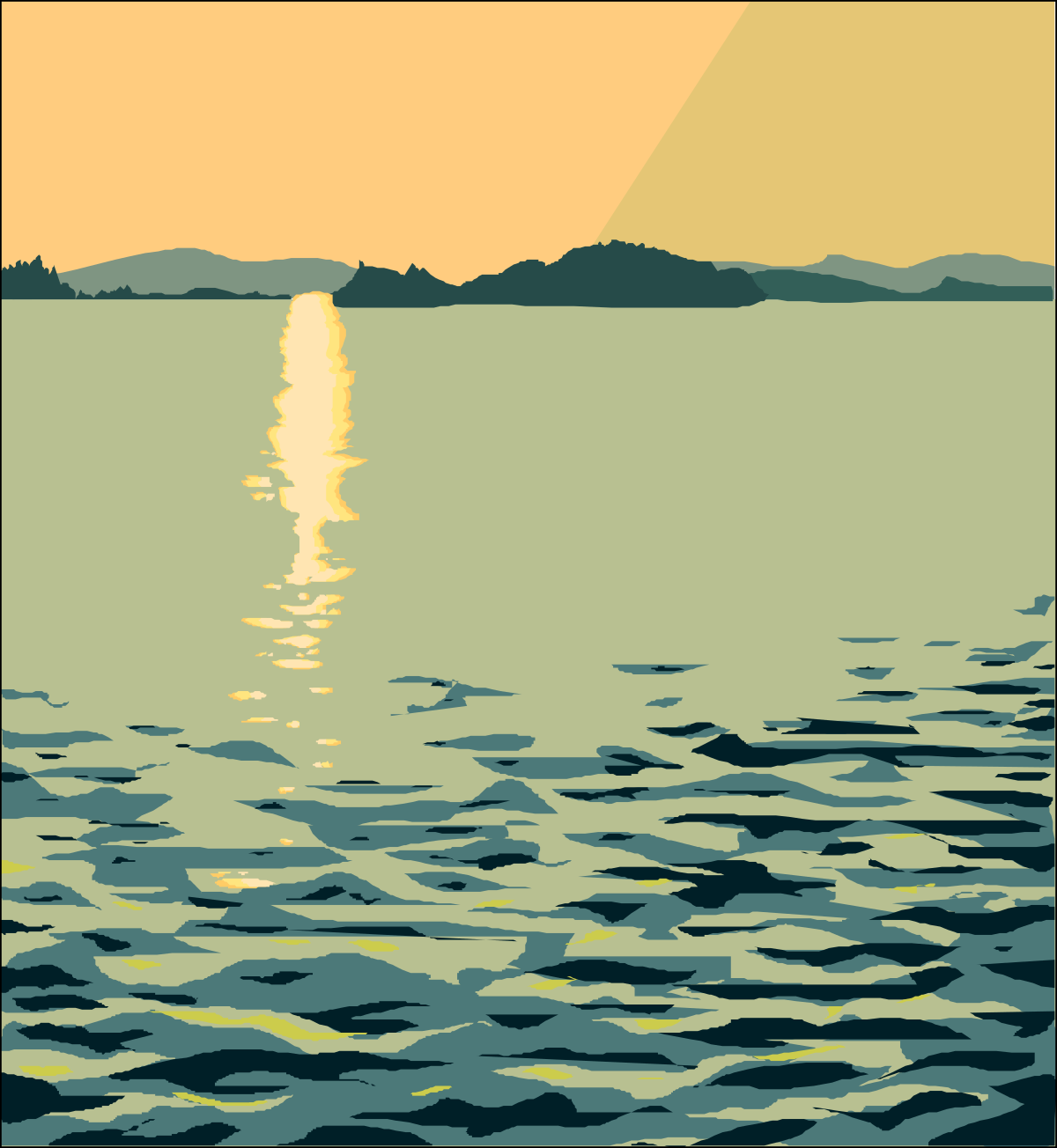 Sunset Over the Ocean Clipart | Beautiful Coastal Scene Poster