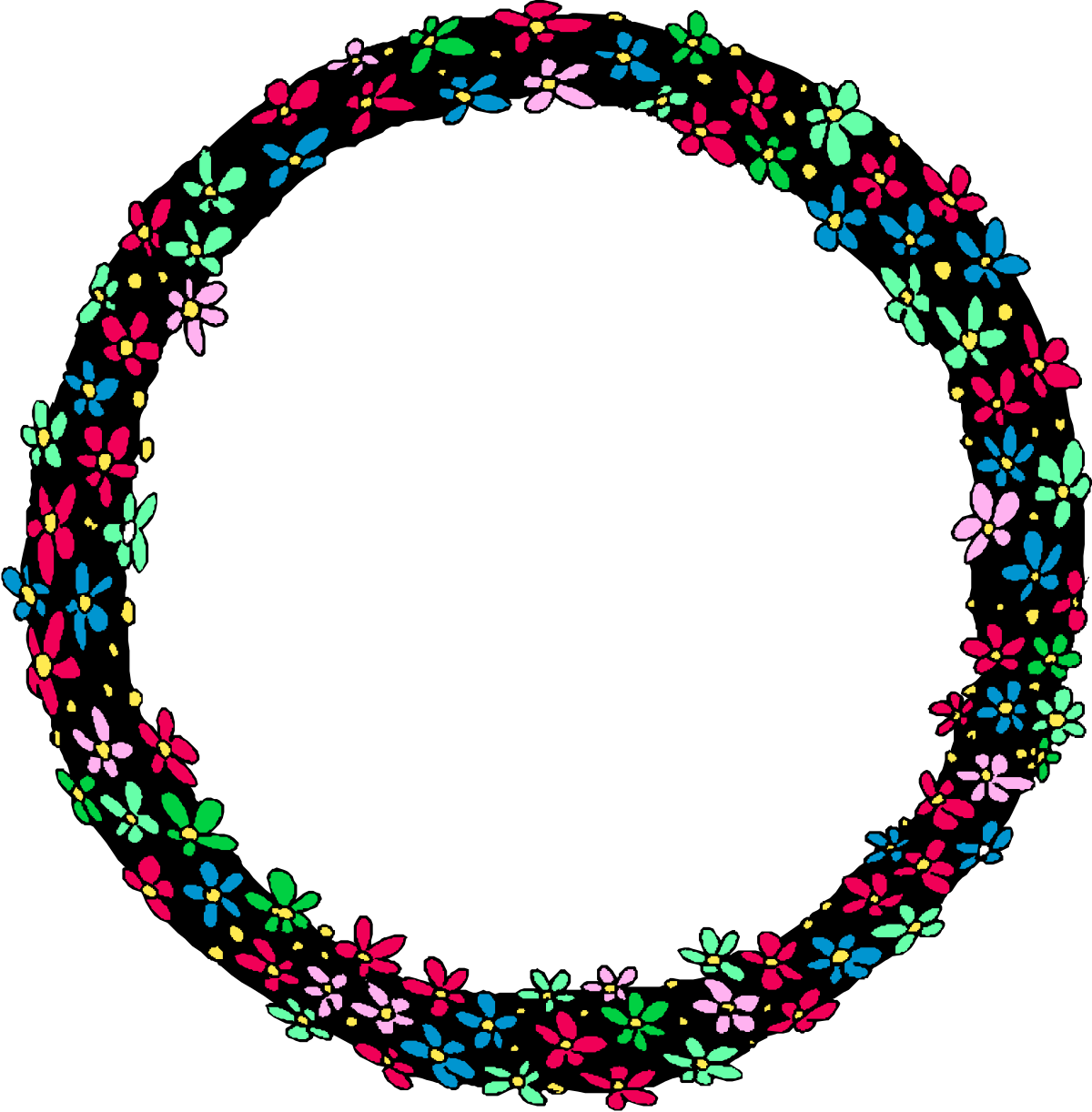 Circle of Flowers Clipart - Stunning Floral Border Design for Creative Projects