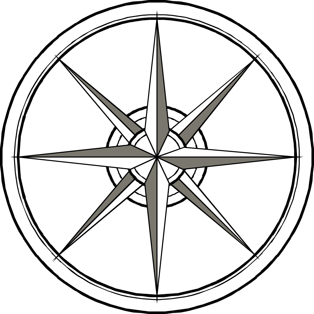 a black and white compass symbol clip art png transparent Black and White Compass Symbol Clipart for Navigation and Design